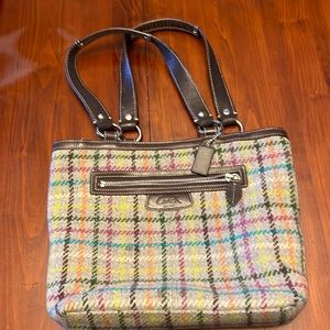 Coach plaid wool purse.  Purple inside
